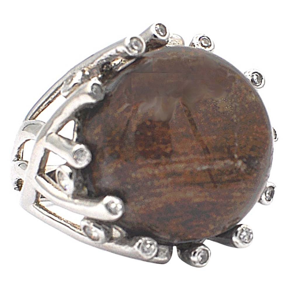 BAGUE OEIL DE TIGRE ROUGE MONTURE ARGENT - MY LITTLE VENDOME