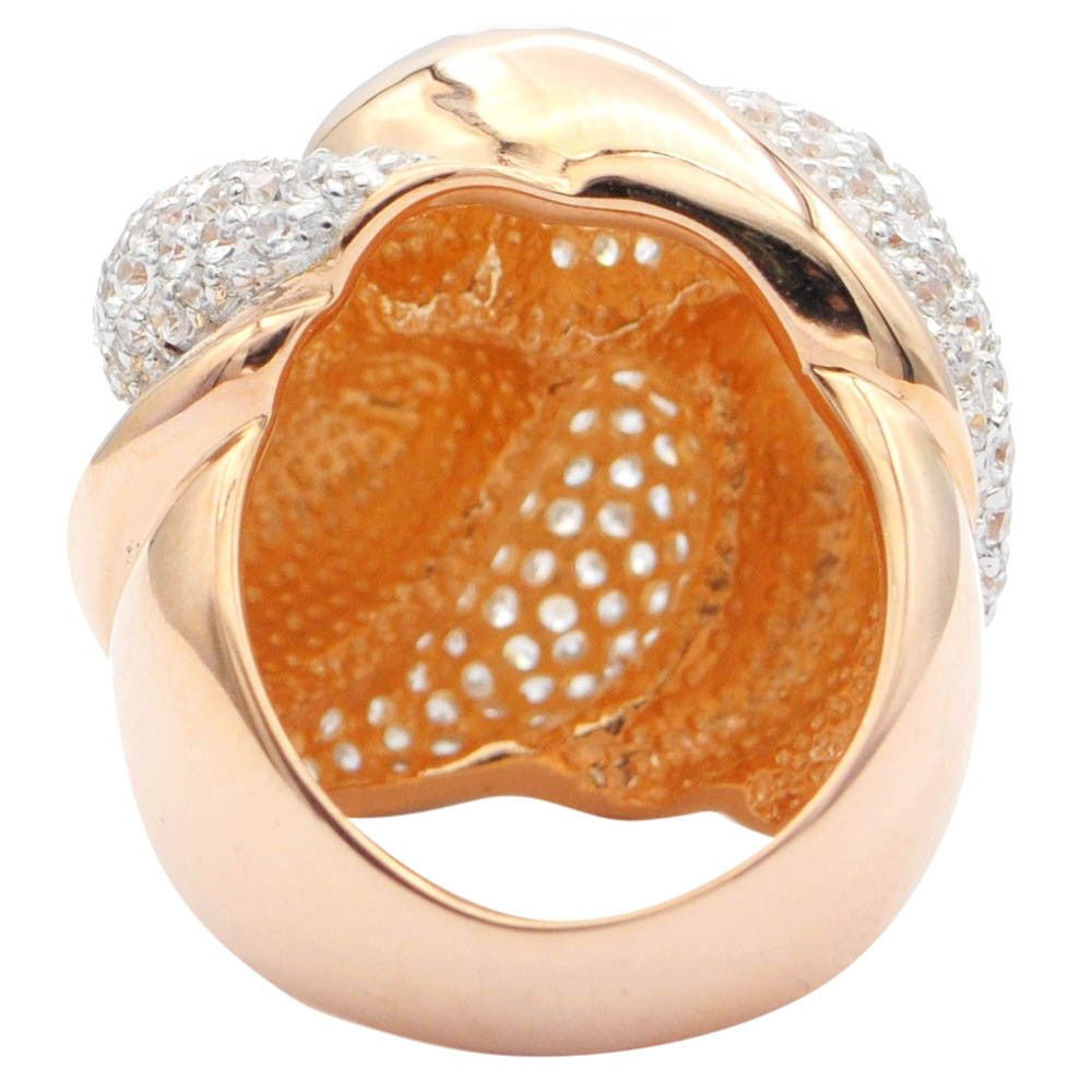 BAGUE SCULPTURE VERMEIL OR ROSE - CRISTAL DE ROCHE NATUREL - MY LITTLE VENDOME