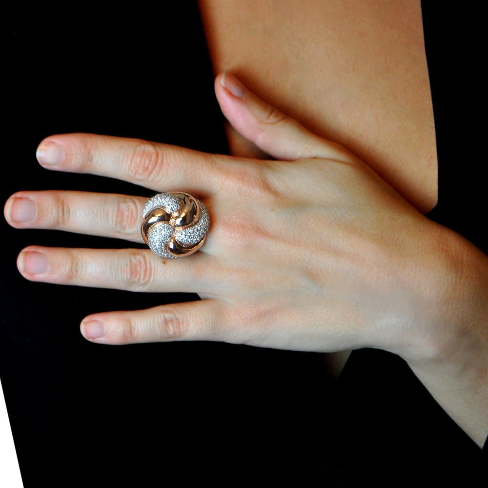 BAGUE SCULPTURE VERMEIL OR ROSE - CRISTAL DE ROCHE NATUREL - MY LITTLE VENDOME