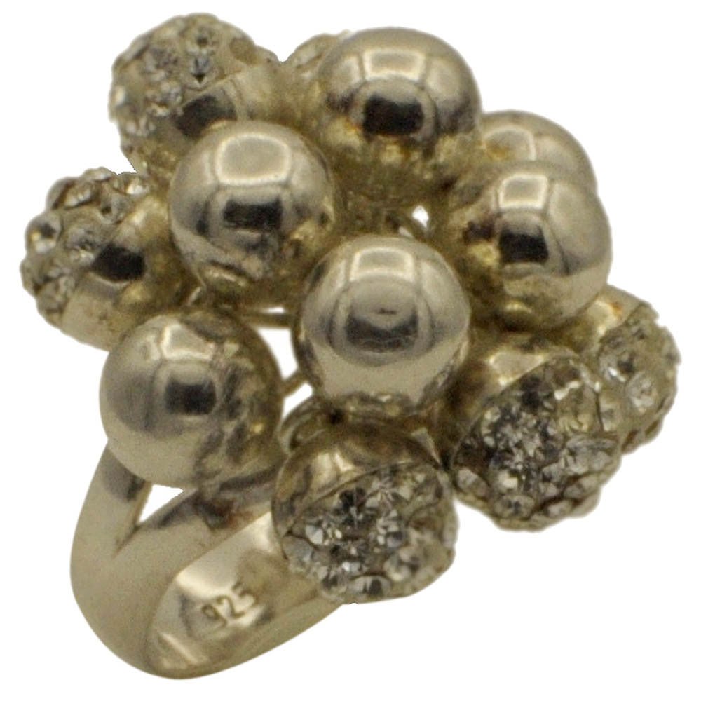 BAGUE VINTAGE BOULES EN ARGENT 925 ET PIERRES SEMI - PRÉCIEUSES - MY LITTLE VENDOME