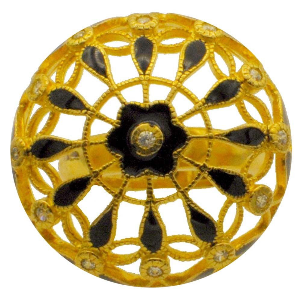 BAGUE VINTAGE ÉMAILLÉE EN OR 14 CARATS ET ARGENT 925 - MY LITTLE VENDOME