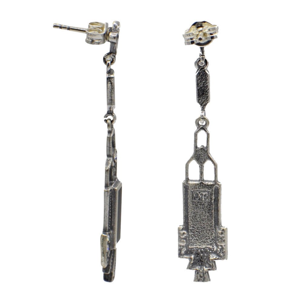 BOUCLE D'OREILLE ART DÉCO EN ARGENT 925 ET PIERRES SEMI PRÉCIEUSES - MY LITTLE VENDOME