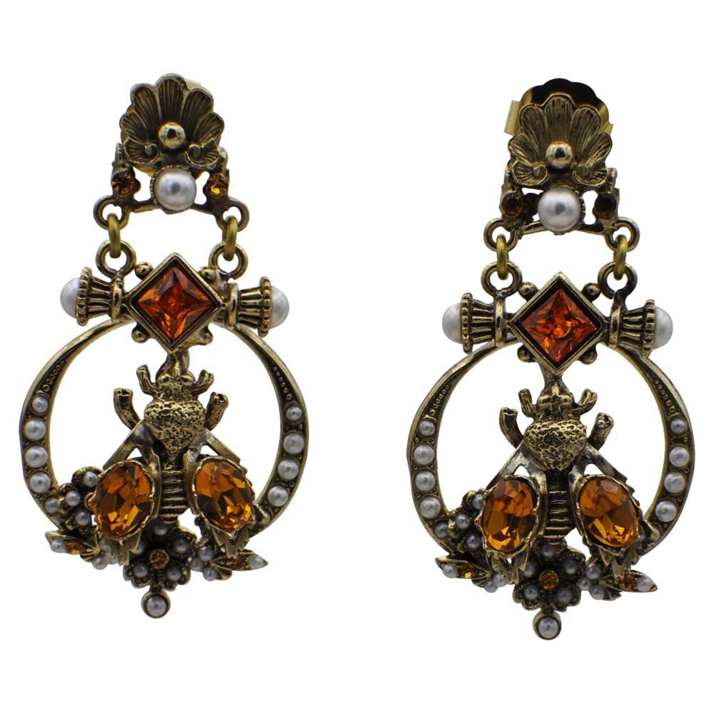 BOUCLE D'OREILLE BAROQUE - ABEILLES - CITRINE & PERLE - MY LITTLE VENDOME