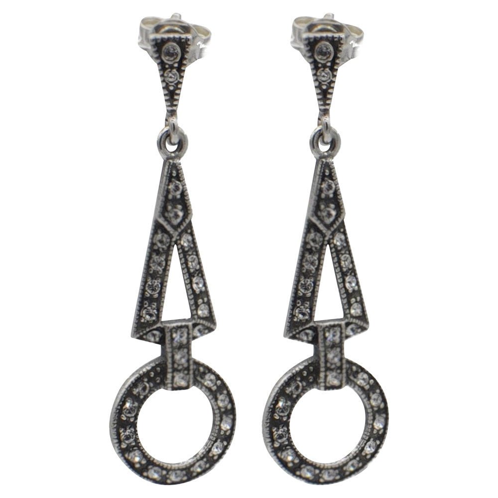 BOUCLE D'OREILLE GÉOMÉTRIQUE ART DÉCO EN ARGENT 925 ET PIERRES SEMI PRÉCIEUSES - MY LITTLE VENDOME