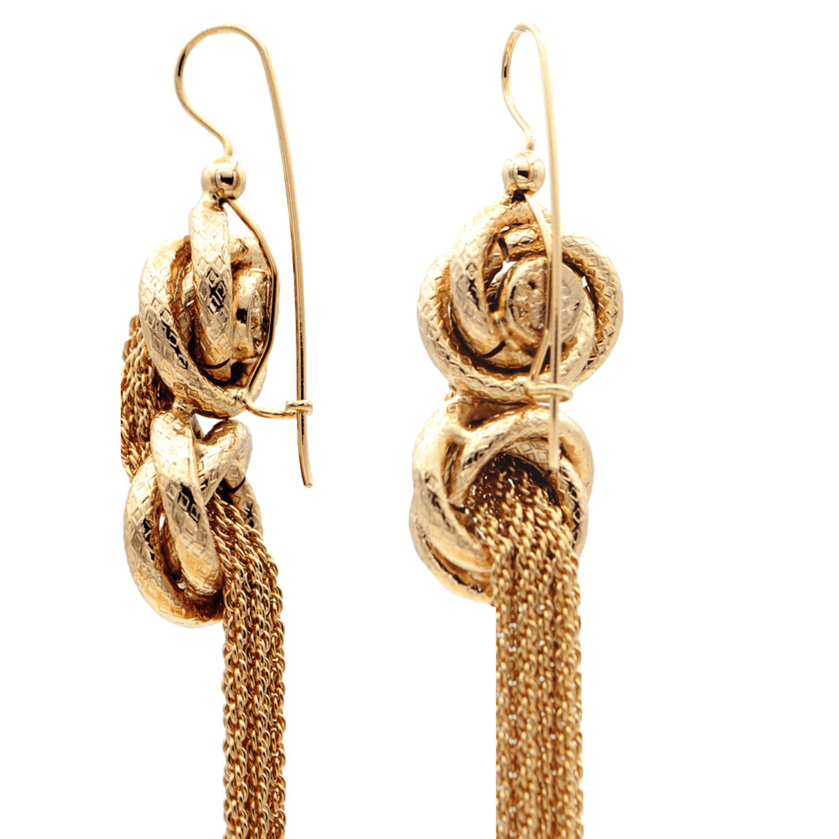 Boucles d'oreilles OPERA en Or Vénitien vues de profil, détail du bijou