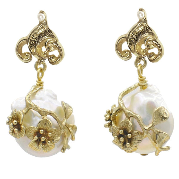 BOUCLE D'OREILLE PERLE BAROQUE