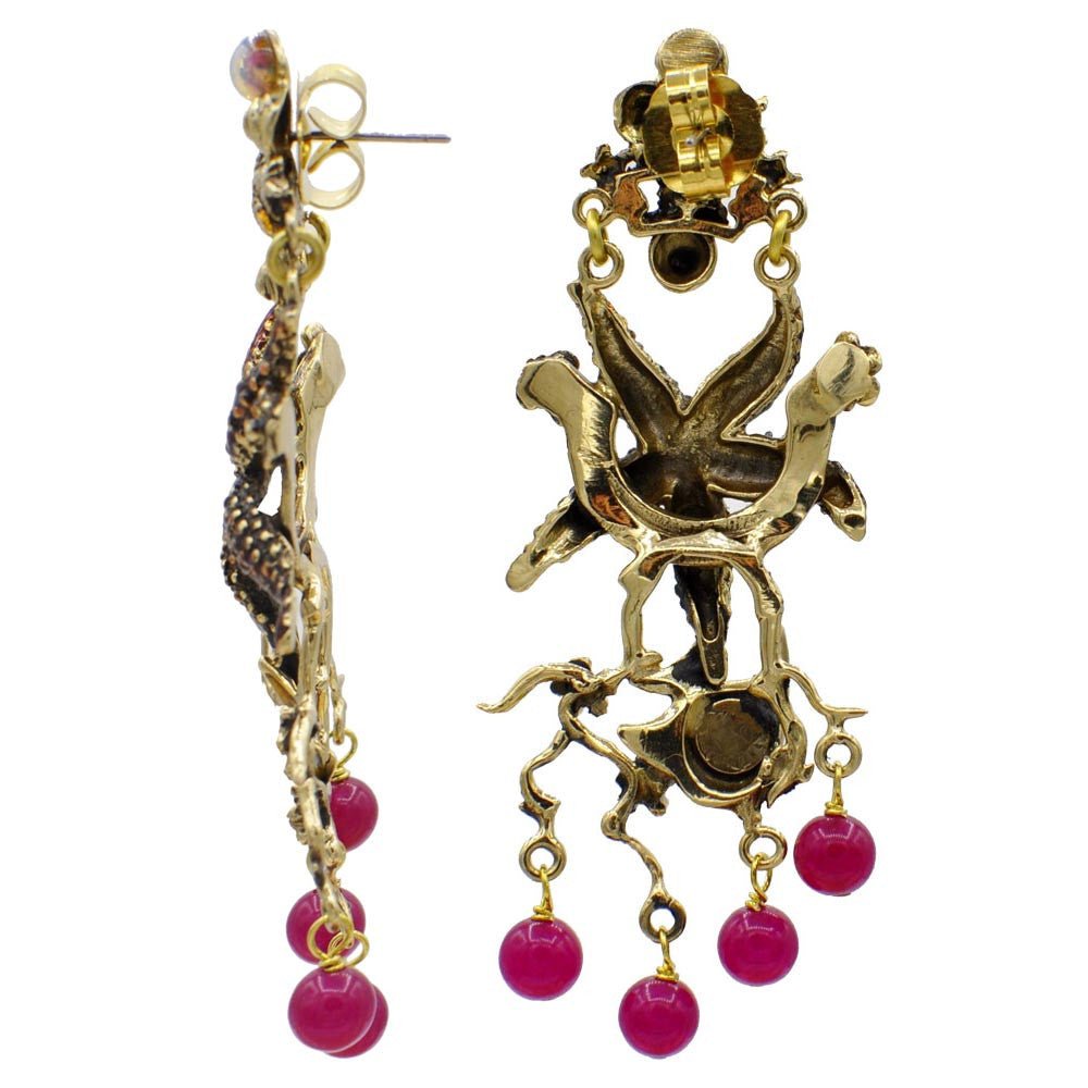 BOUCLE D'OREILLE VINTAGE - POISSONS ÉMAILLÉS & ETOILE DE MER - MY LITTLE VENDOME