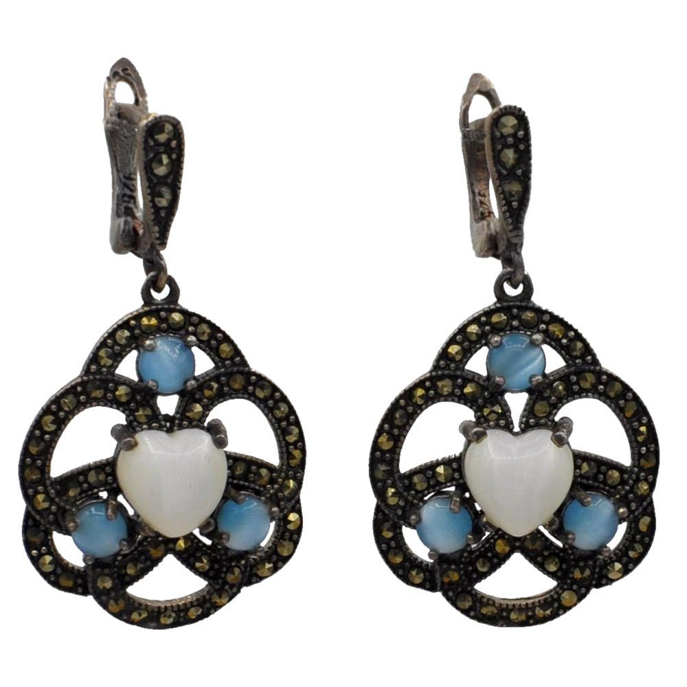 BOUCLES D'OREILLES NACRE VINTAGE EN ARGENT 925 - MY LITTLE VENDOME