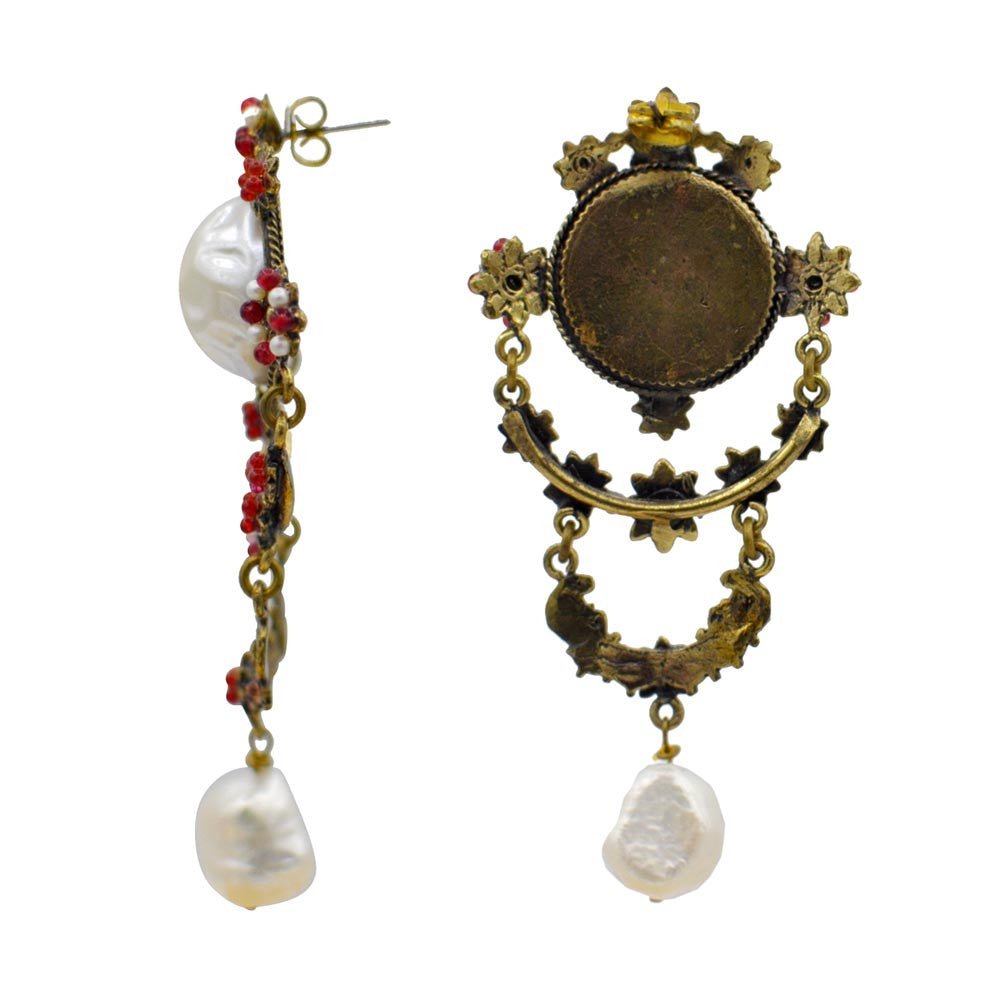 BOUCLES D'OREILLES VINTAGE DE STYLE VICTORIEN EN PERLES NATURELLES BAROQUES ET PIERRES SEMI PRÉCIEUSES - MY LITTLE VENDOME