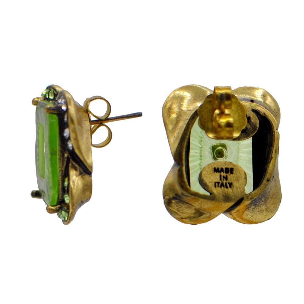 BOUCLES D'OREILLES VINTAGE DE STYLE VICTORIEN, VERRE DE MURANO VERT ET PIERRES NATURELLES SEMI - PRÉCIEUSES - MY LITTLE VENDOME