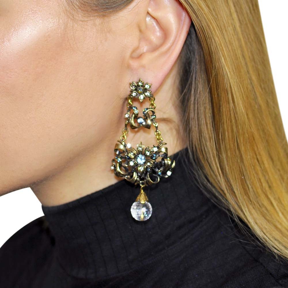 BOUCLES D'OREILLES VINTAGE, VERRE DE MURANO ET PIERRES NATURELLES - MY LITTLE VENDOME