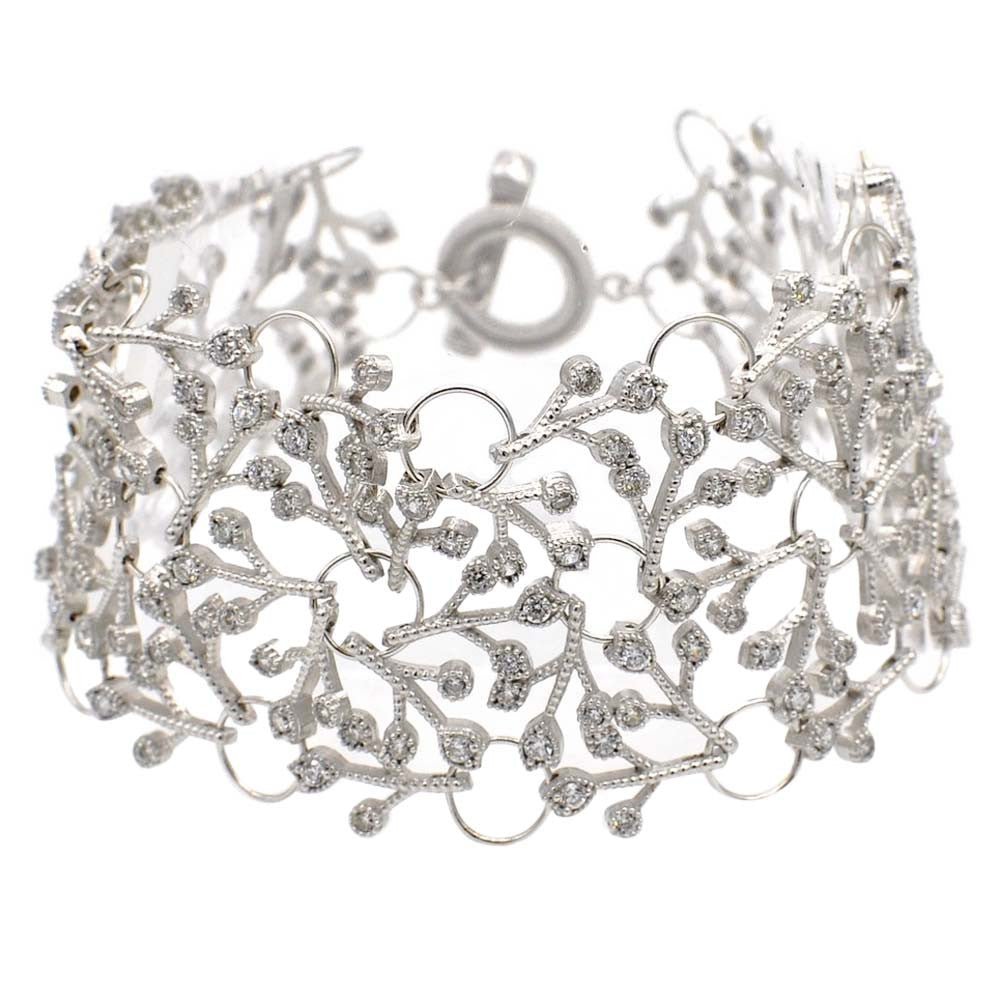 BRACELET CHAINE DENTELLE EN ARGENT 925 & CRISTAL NATUREL - MY LITTLE VENDOME