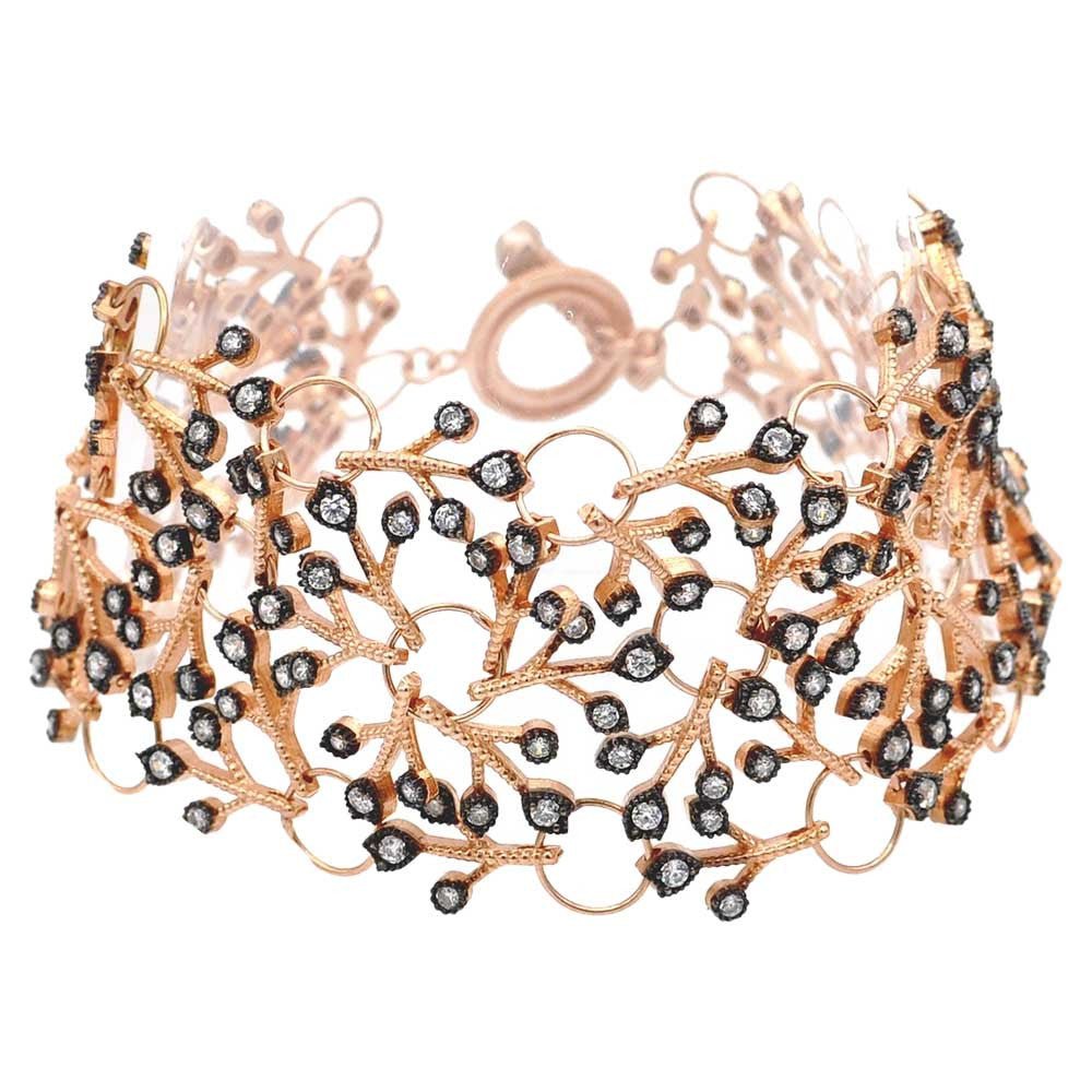 BRACELET CHAINE DENTELLE VERMEIL OR ROSE & CRISTAL NATUREL - MY LITTLE VENDOME