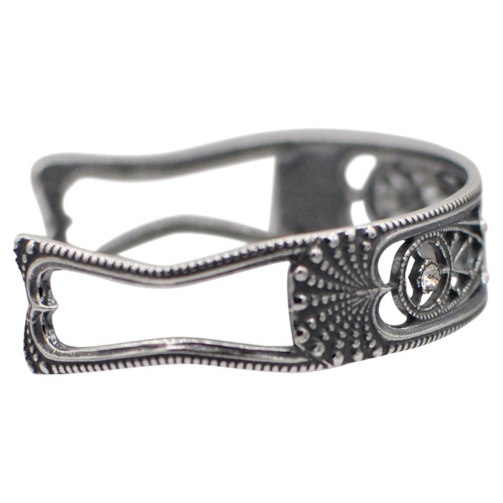 BRACELET JONC EN ARGENT ART DECO ET PIERRES SEMI PRÉCIEUSES - MY LITTLE VENDOME