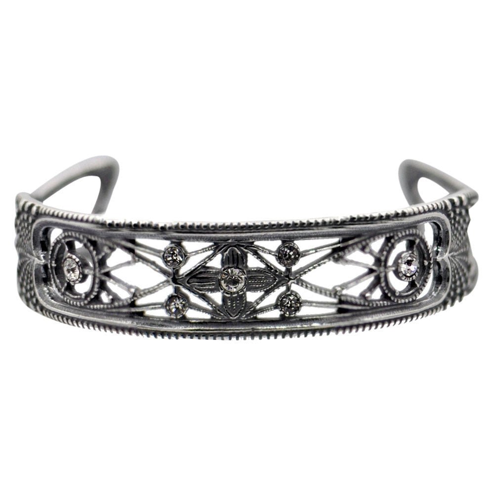 BRACELET JONC EN ARGENT ART DECO ET PIERRES SEMI PRÉCIEUSES - MY LITTLE VENDOME