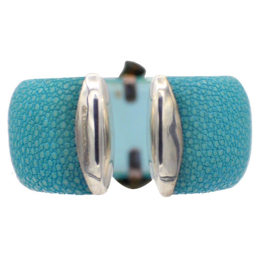 BRACELET MANCHETTE GALUCHAT TURQUOISE EN ARGENT 925 - MY LITTLE VENDOME
