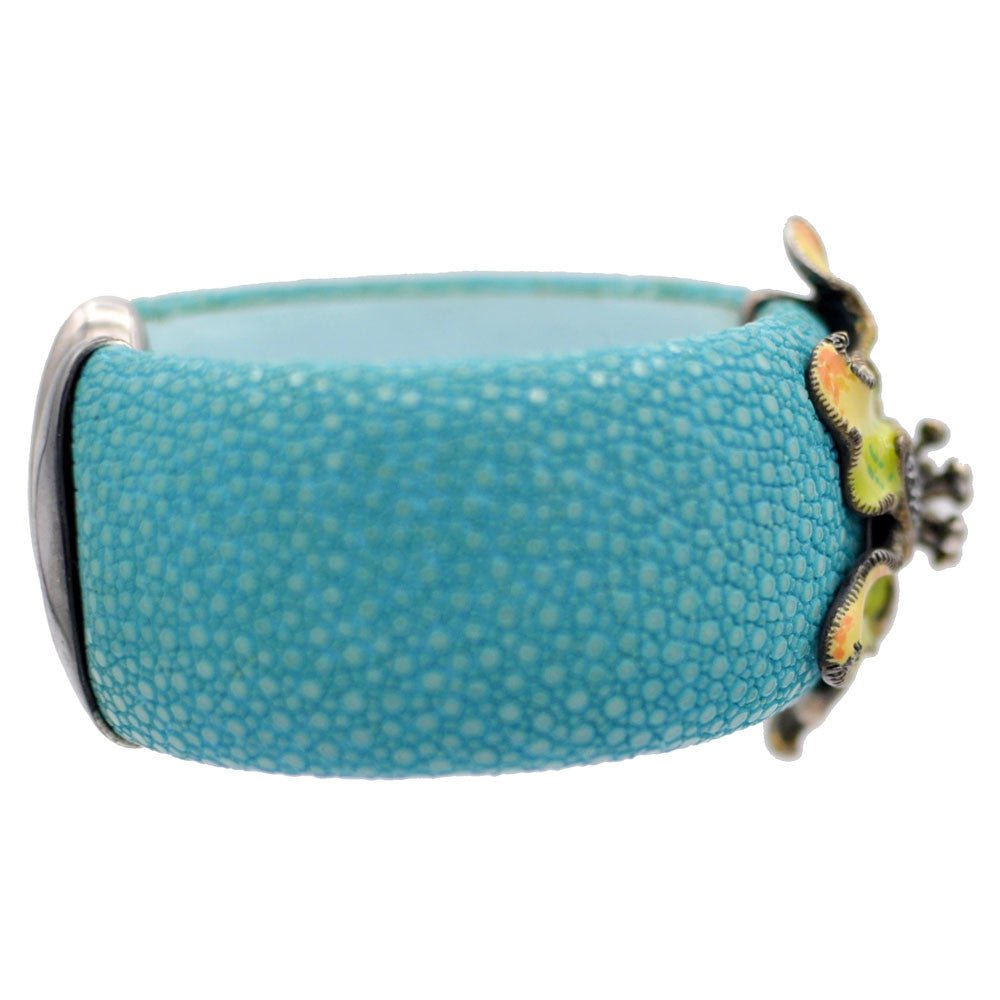 BRACELET MANCHETTE GALUCHAT TURQUOISE EN ARGENT 925 - MY LITTLE VENDOME