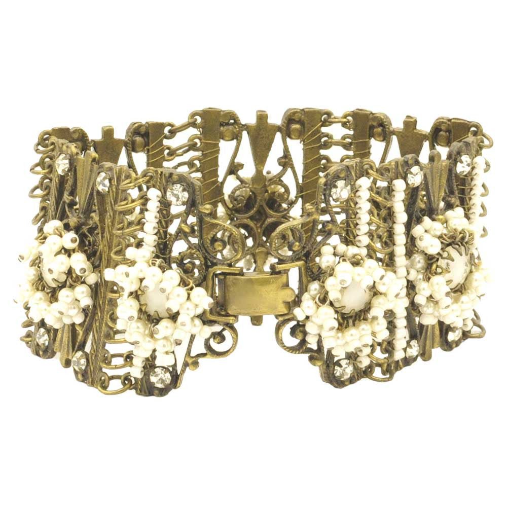 BRACELET MANCHETTE VINTAGE PERLES NACRÉES - MY LITTLE VENDOME