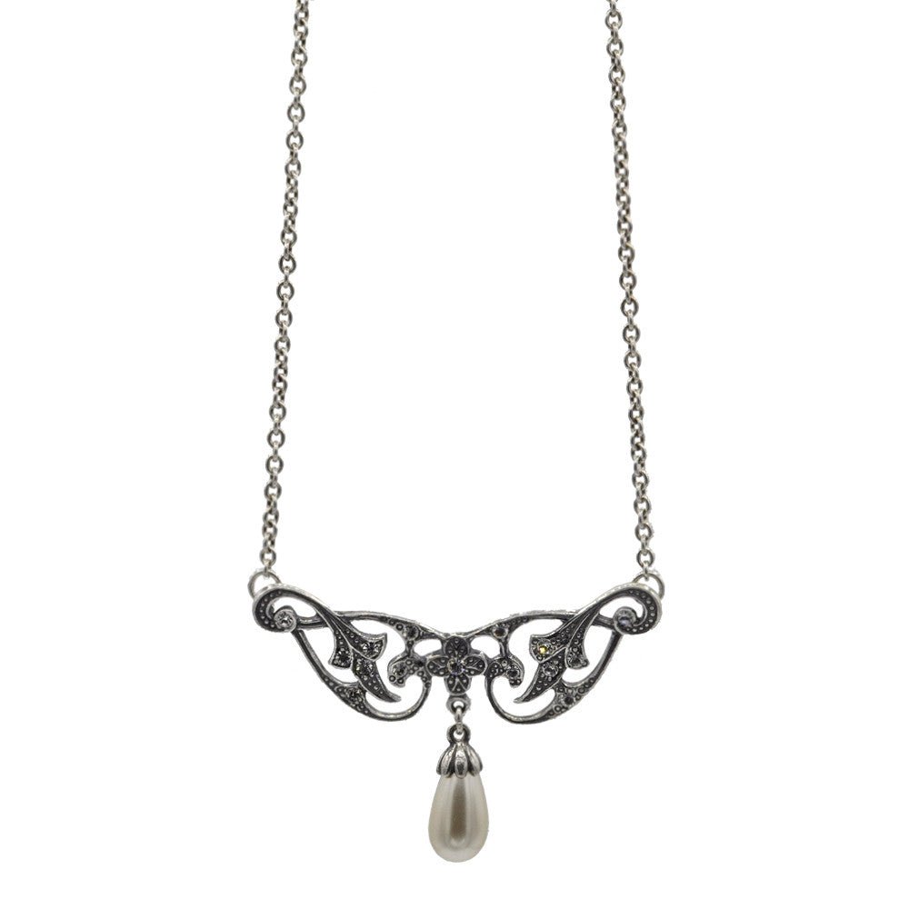 COLLIER ART DÉCO EN ARGENT 925, PERLE NATURELLE ET PIERRES SEMI PRÉCIEUSES - MY LITTLE VENDOME