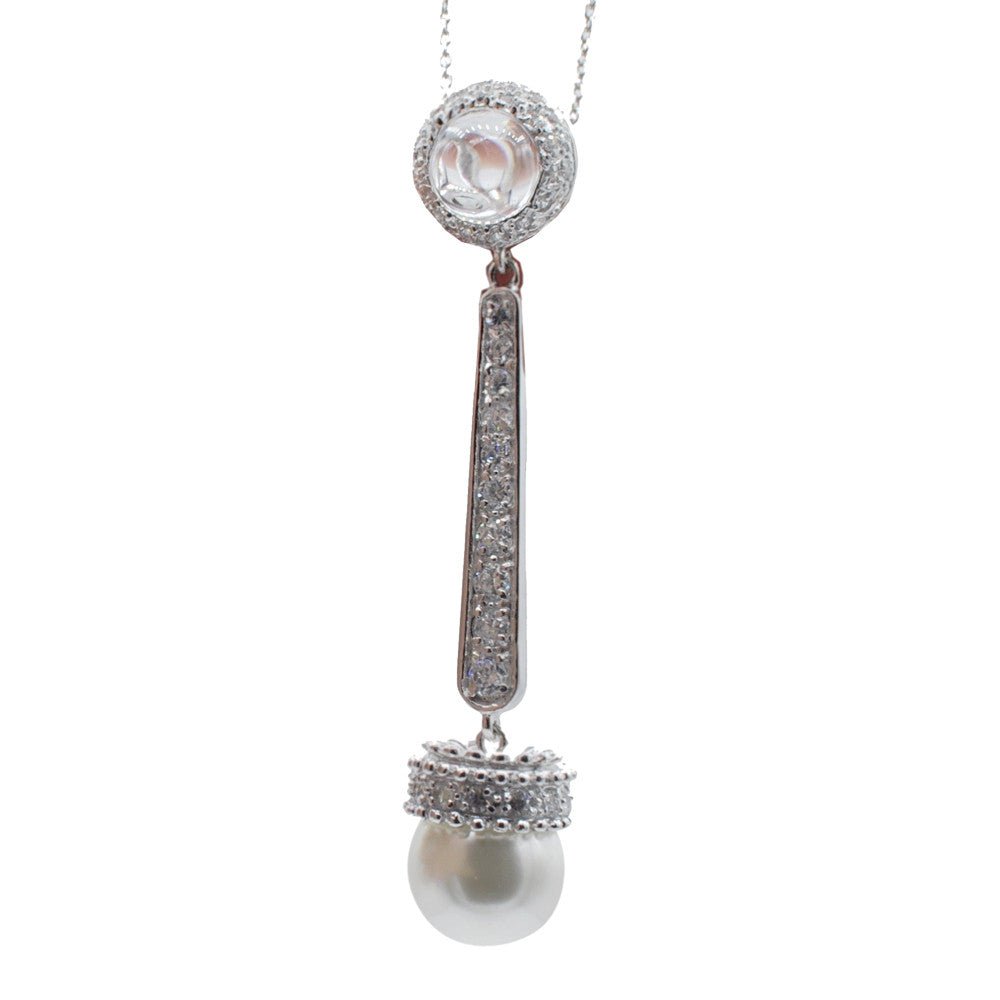 COLLIER PENDENTIF GOUTTE EN ARGENT 925, PERLES NATURELLE ET PIERRE SEMI - PRÉCIEUSE - MY LITTLE VENDOME