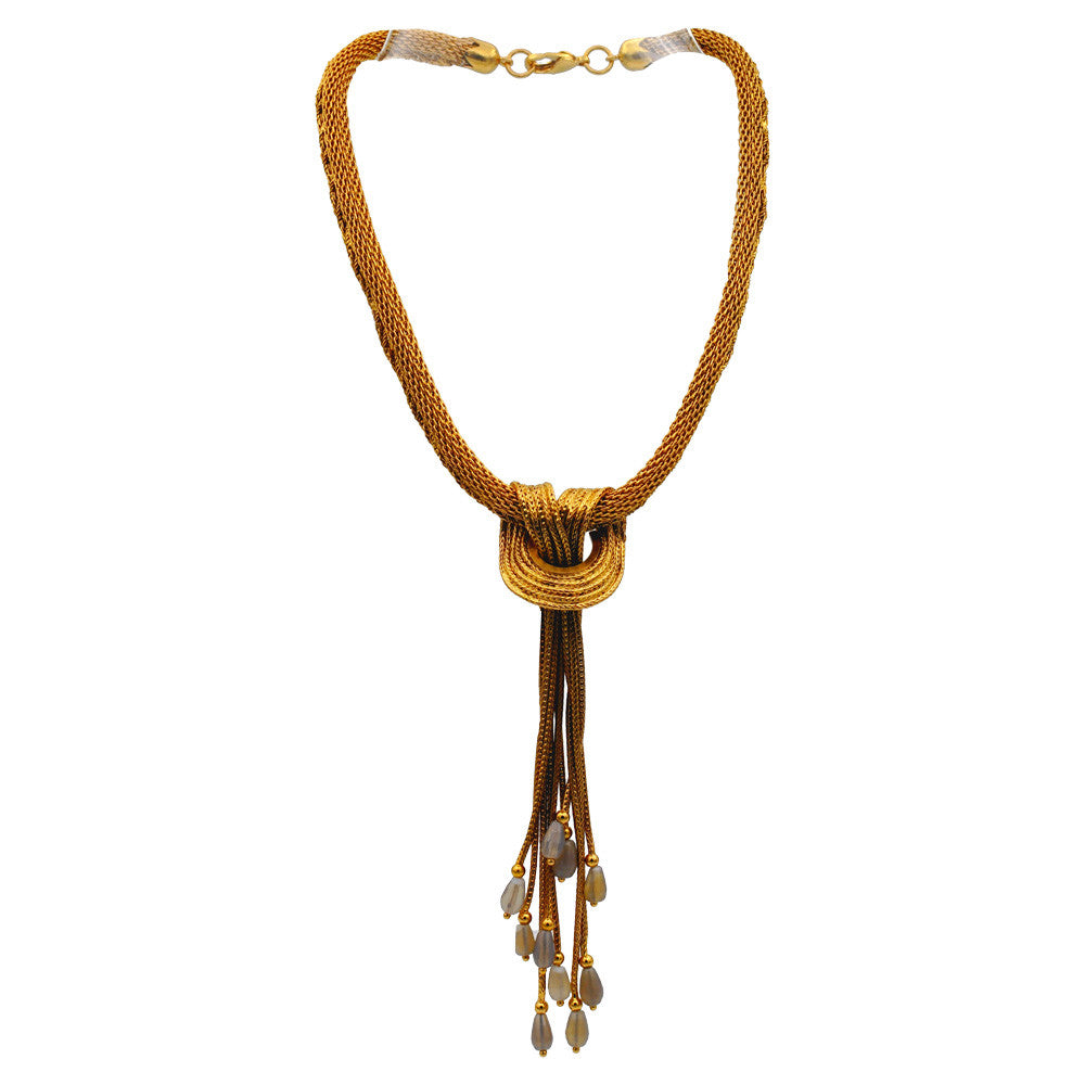 GOLD CHOKER NECKLACE POMPOM NECKLACE 14 CARAT GOLD VENITIAN NECKLACE SEMI-PRECIOUS STONE NECKLACE WOMEN'S GIFT - MY LITTLE VENDOME