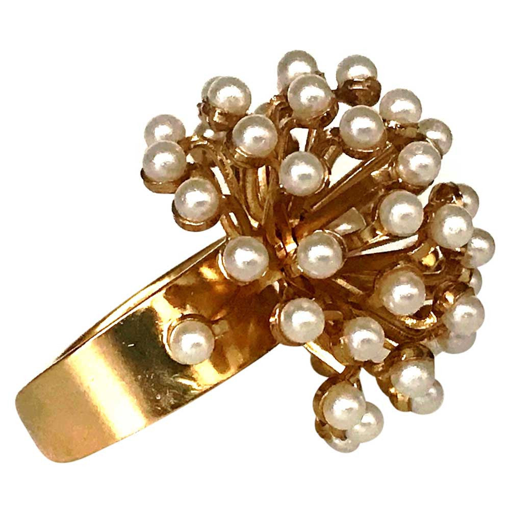 PEARL RING WOMAN PEARL RING, GOLD RING 14 CARATS ROSE GOLD VENITIAN RING BOHO JEWEL FLOWER ADJUSTABLE RING - MY LITTLE VENDOME