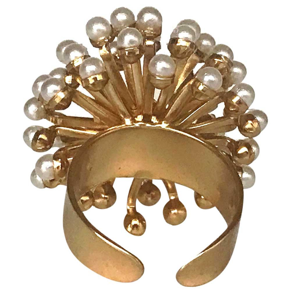 PEARL RING WOMAN PEARL RING, GOLD RING 14 CARATS ROSE GOLD VENITIAN RING BOHO JEWEL FLOWER ADJUSTABLE RING - MY LITTLE VENDOME