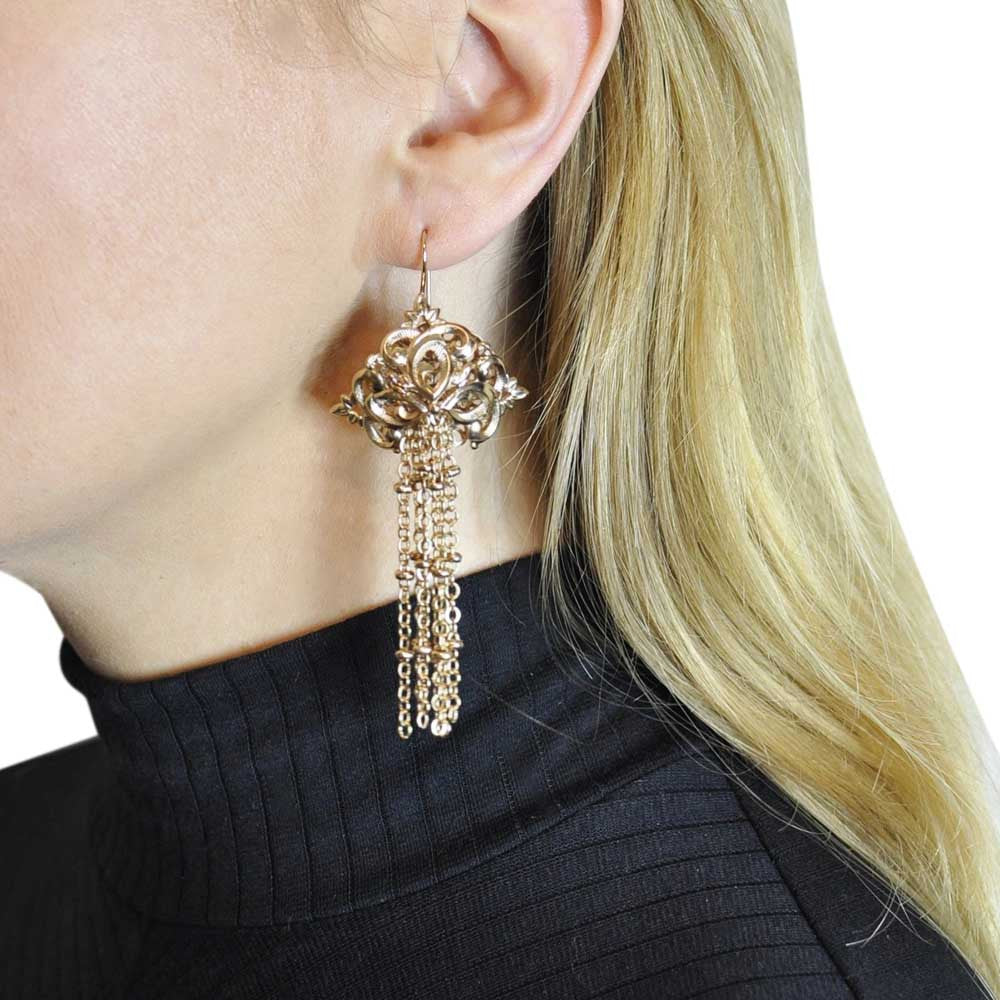POMPOM ART DECO EARRINGS POMPOM EARRING ART DECO, 14 CARAT VENETIAN ROSE GOLD EARRINGS - MY LITTLE VENDOME