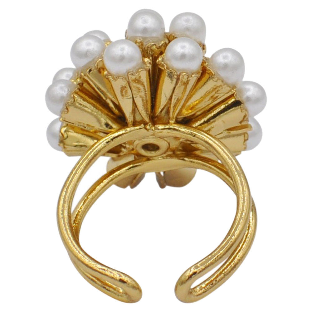 PEARL RING WOMAN PEARL RING GOLD RING 14 CARAT ROSE GOLD VENITIAN RING BOHO JEWEL FLOWER RING ADJUSTABLE - MY LITTLE VENDOME