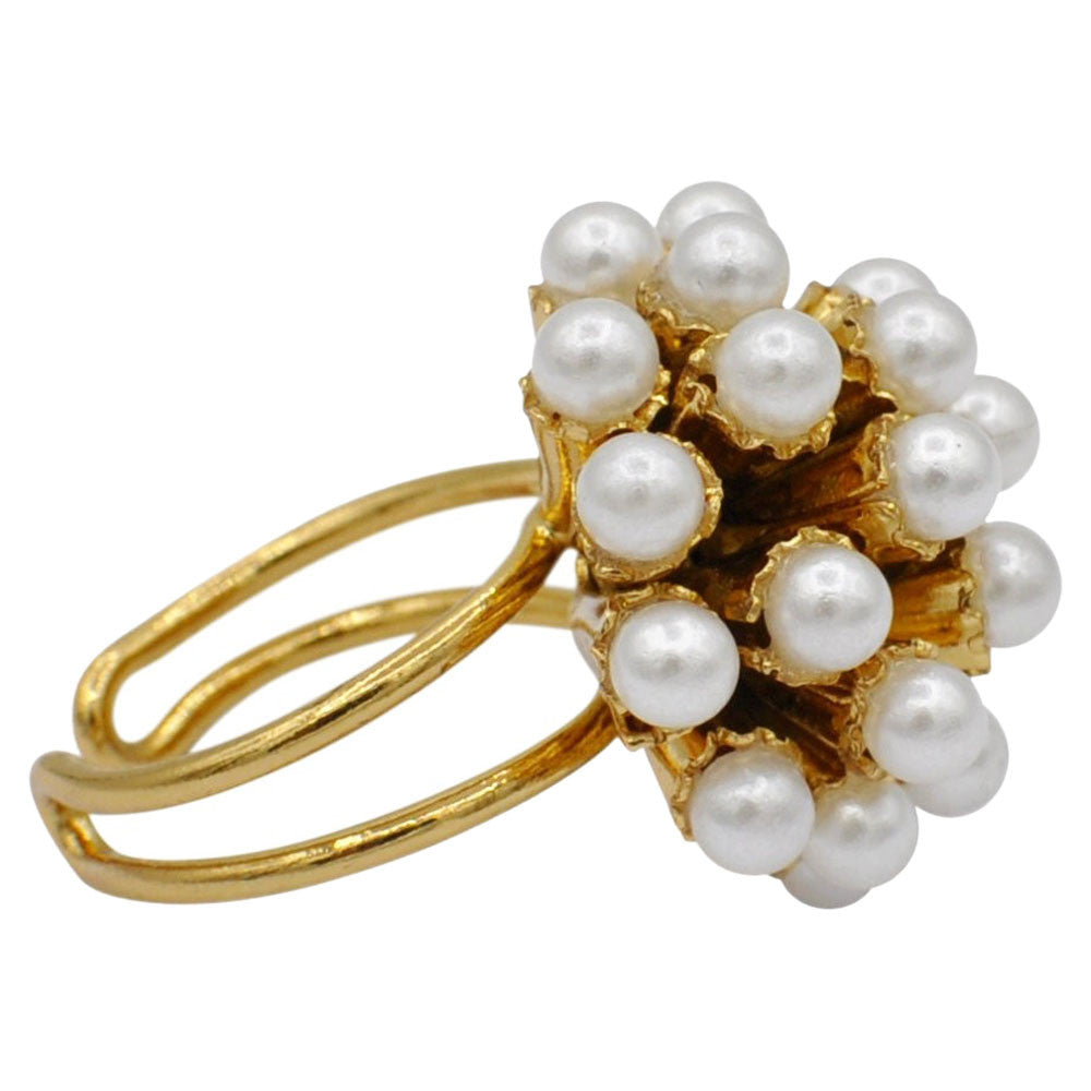 PEARL RING WOMAN PEARL RING GOLD RING 14 CARAT ROSE GOLD VENITIAN RING BOHO JEWEL FLOWER RING ADJUSTABLE - MY LITTLE VENDOME