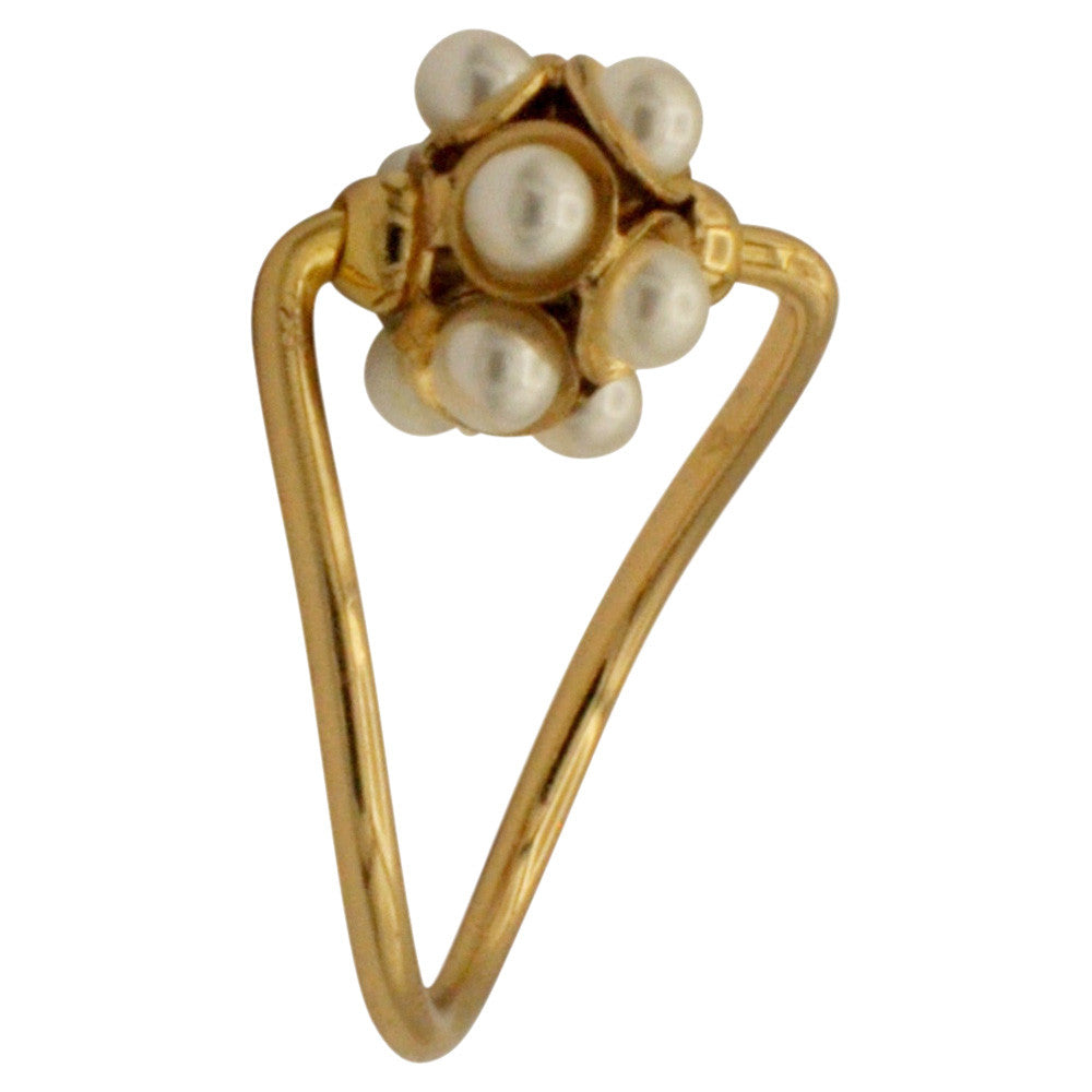 PEARL RING WOMAN PEARL RING, GOLD RING 14 CARATS ROSE GOLD VENITIAN RING BOHO JEWEL FLOWER - MY LITTLE VENDOME