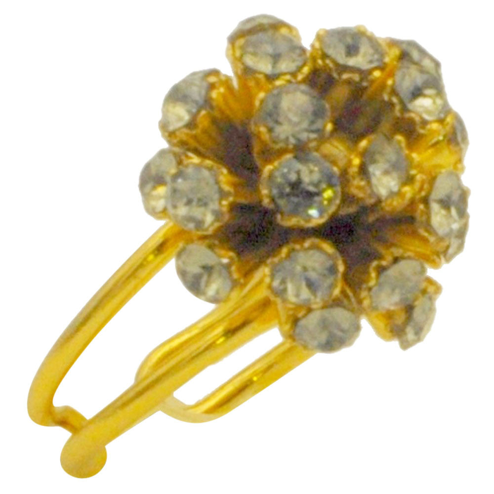 GOLD &AMP; QUARTZ RING SEMI-PRECIOUS STONE RING WOMEN'S RING 14 CARAT GOLD VENITIAN JEWEL FLOWER ADJUSTABLE RING - MY LITTLE VENDOME