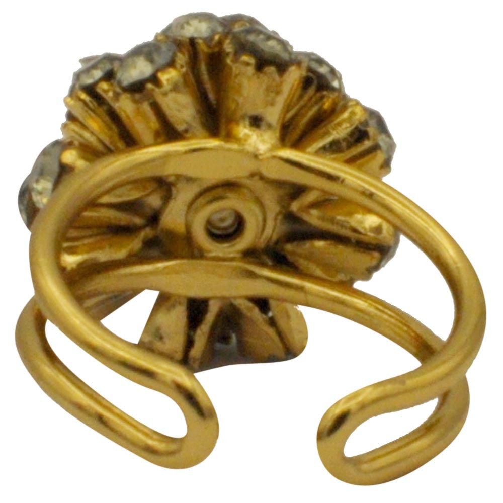 GOLD & QUARTZ RING SEMI-PRECIOUS STONE RING WOMEN'S RING 14 CARAT GOLD VENITIAN JEWEL FLOWER ADJUSTABLE RING - MY LITTLE VENDOME
