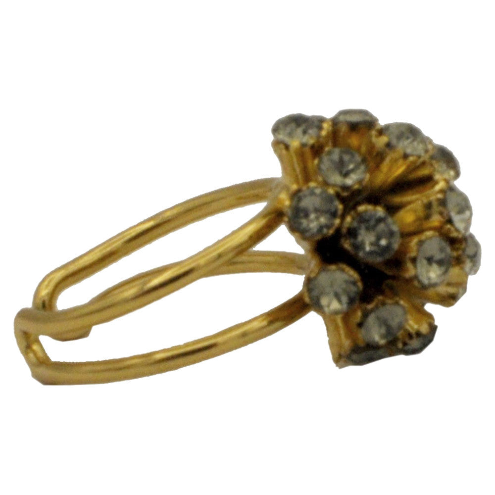 GOLD & QUARTZ RING SEMI-PRECIOUS STONE RING WOMEN'S RING 14 CARAT GOLD VENITIAN JEWEL FLOWER ADJUSTABLE RING - MY LITTLE VENDOME