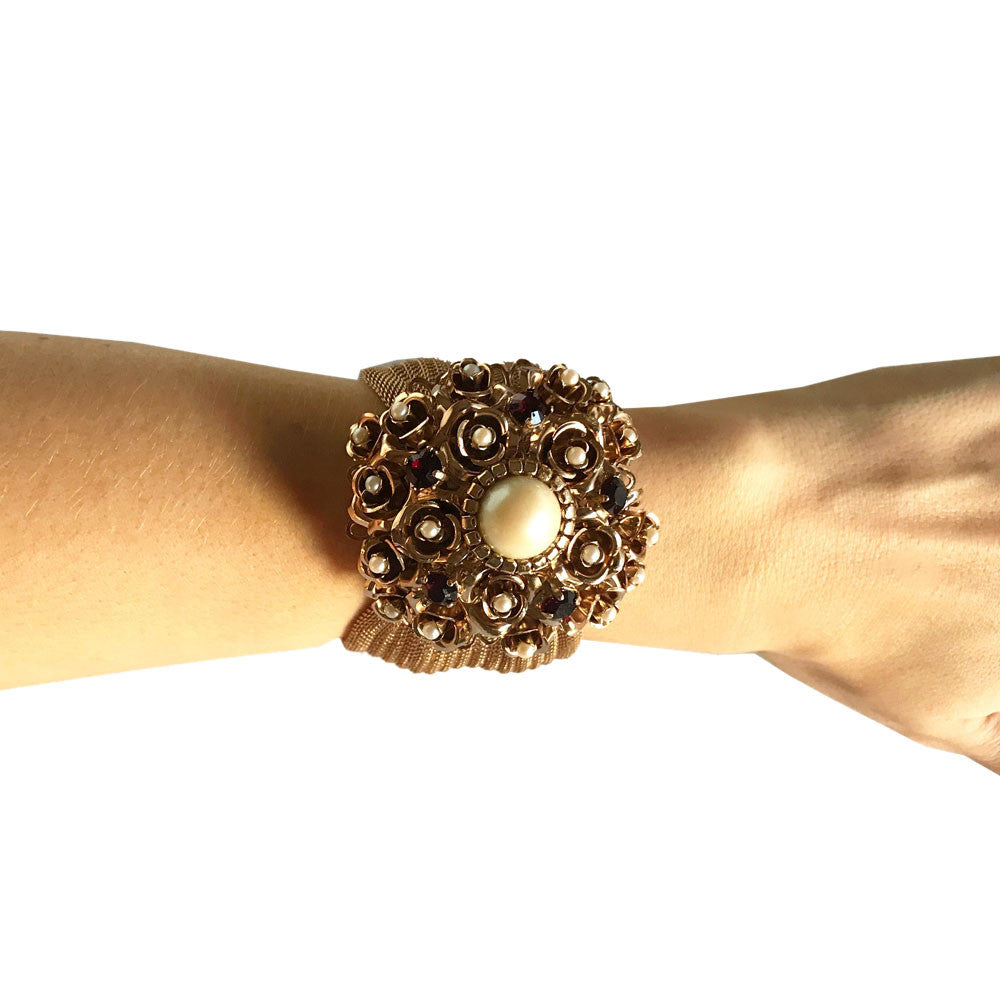 BRACELET MANCHETTE FLEUR EN OR VENITIEN 14 CARATS - MY LITTLE VENDOME