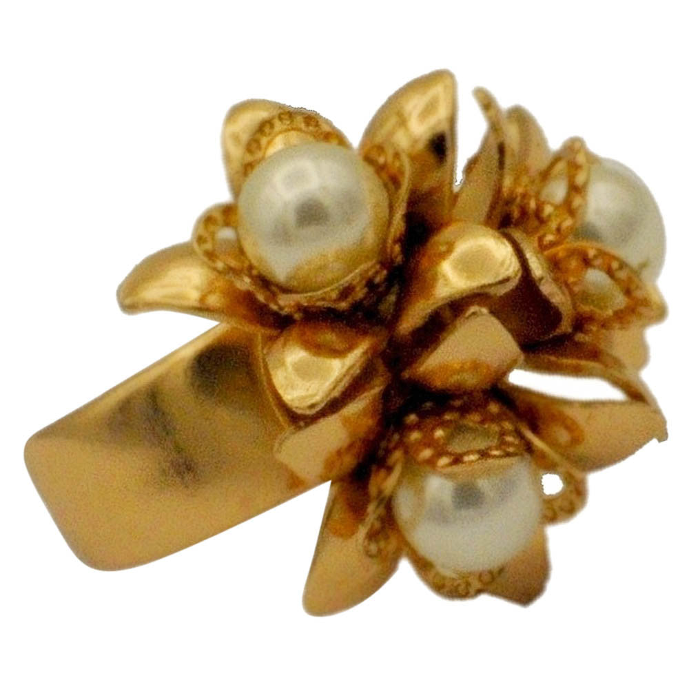 PEARL RING WOMAN PEARL RING GOLD RING 14 CARAT ROSE GOLD VENITIAN RING BOHO JEWEL FLOWER RING ADJUSTABLE - MY LITTLE VENDOME