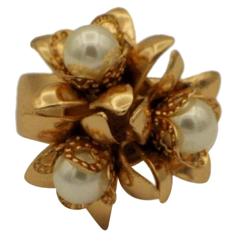 PEARL RING WOMAN PEARL RING GOLD RING 14 CARAT ROSE GOLD VENITIAN RING BOHO JEWEL FLOWER RING ADJUSTABLE - MY LITTLE VENDOME