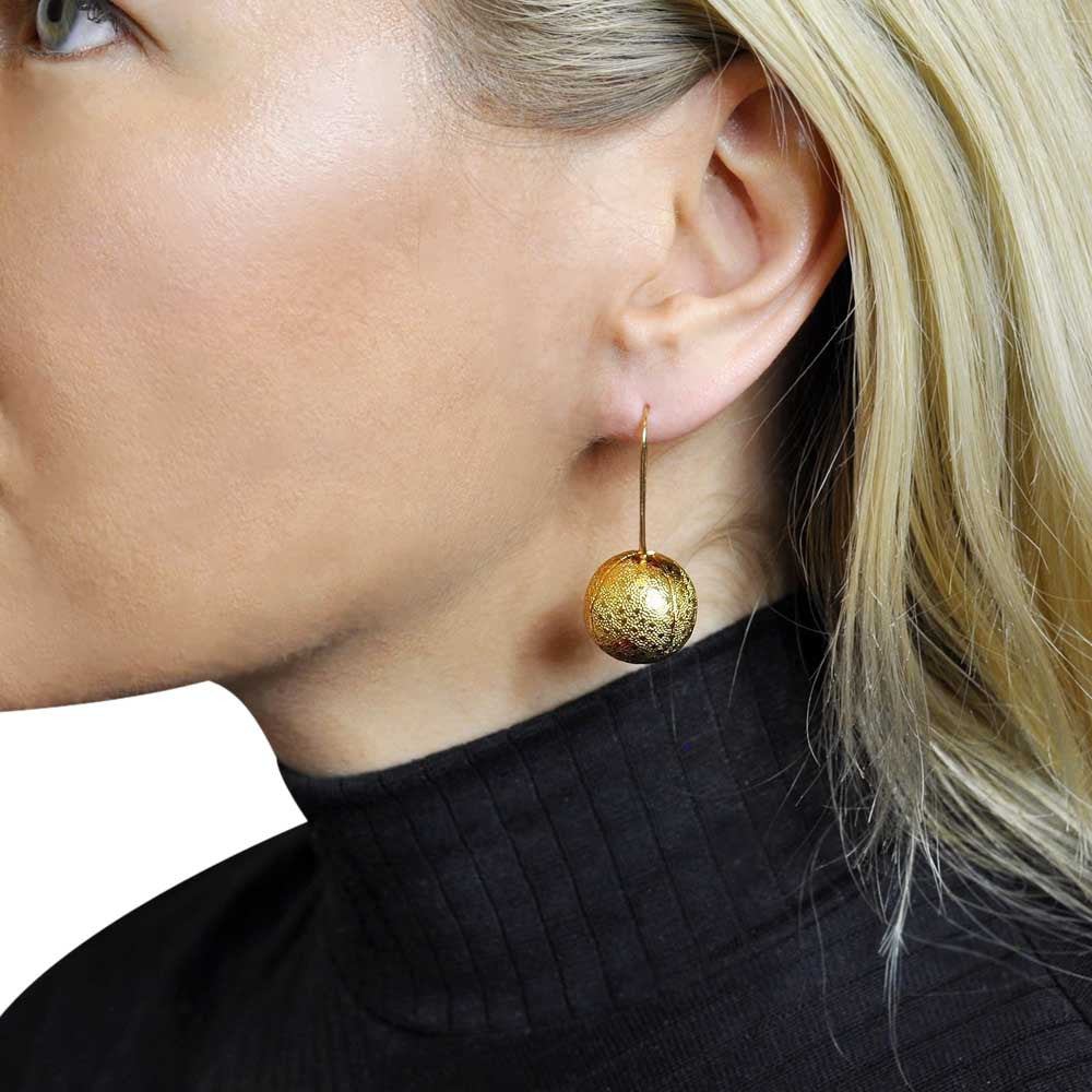 GEOMETRICAL JEWEL BALL EARRINGS, 14 KARAT VENITIAN ROSE GOLD EARRINGS - MY LITTLE VENDOME