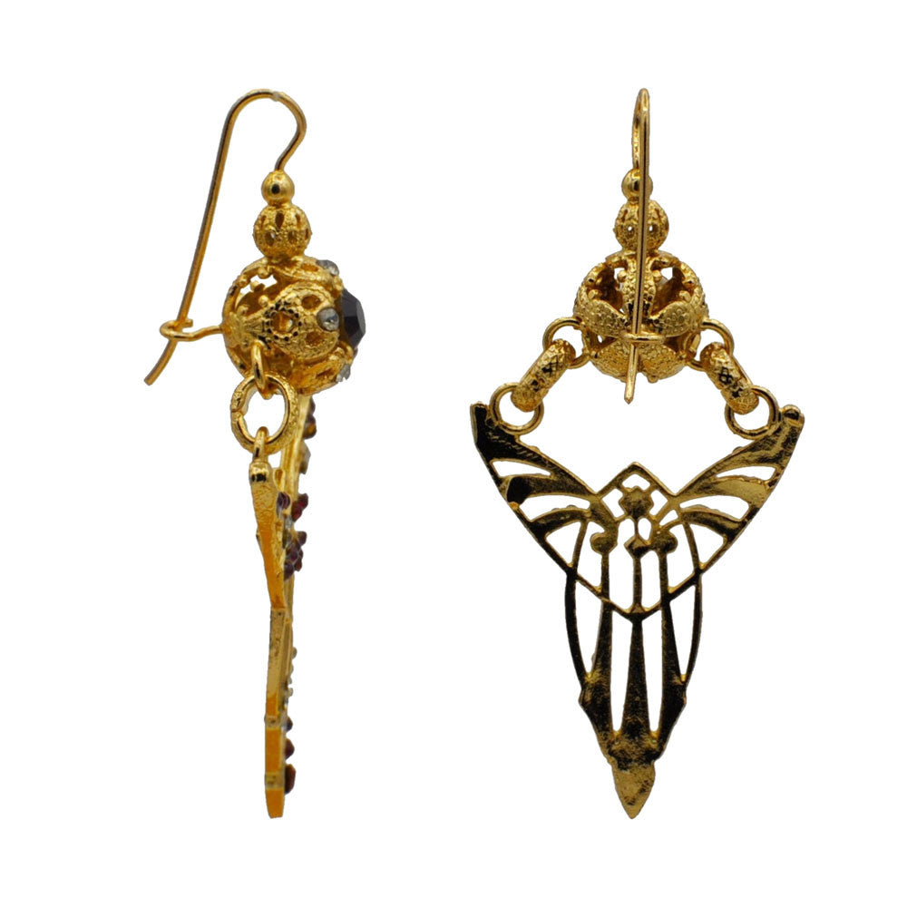 ART NOUVEAU GARNET EARRINGS, 14 KARAT VENETIAN ROSE GOLD EARRINGS, SEMI PRECIOUS STONE - MY LITTLE VENDOME