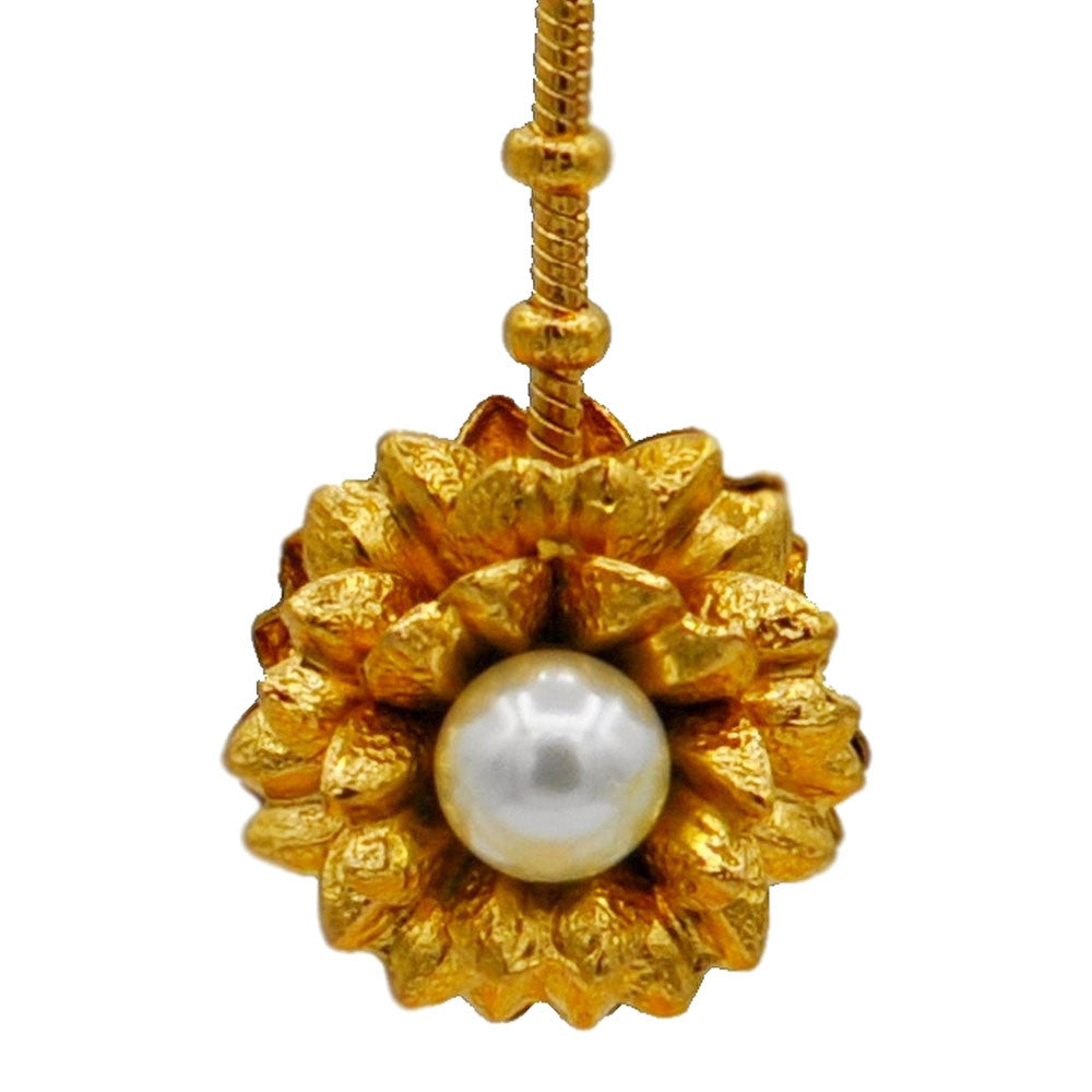 POMPOM EARRINGS, FLOWER, PEARL EARRINGS, 14 KARAT VENETIAN ROSE GOLD PEARL EARRINGS - MY LITTLE VENDOME