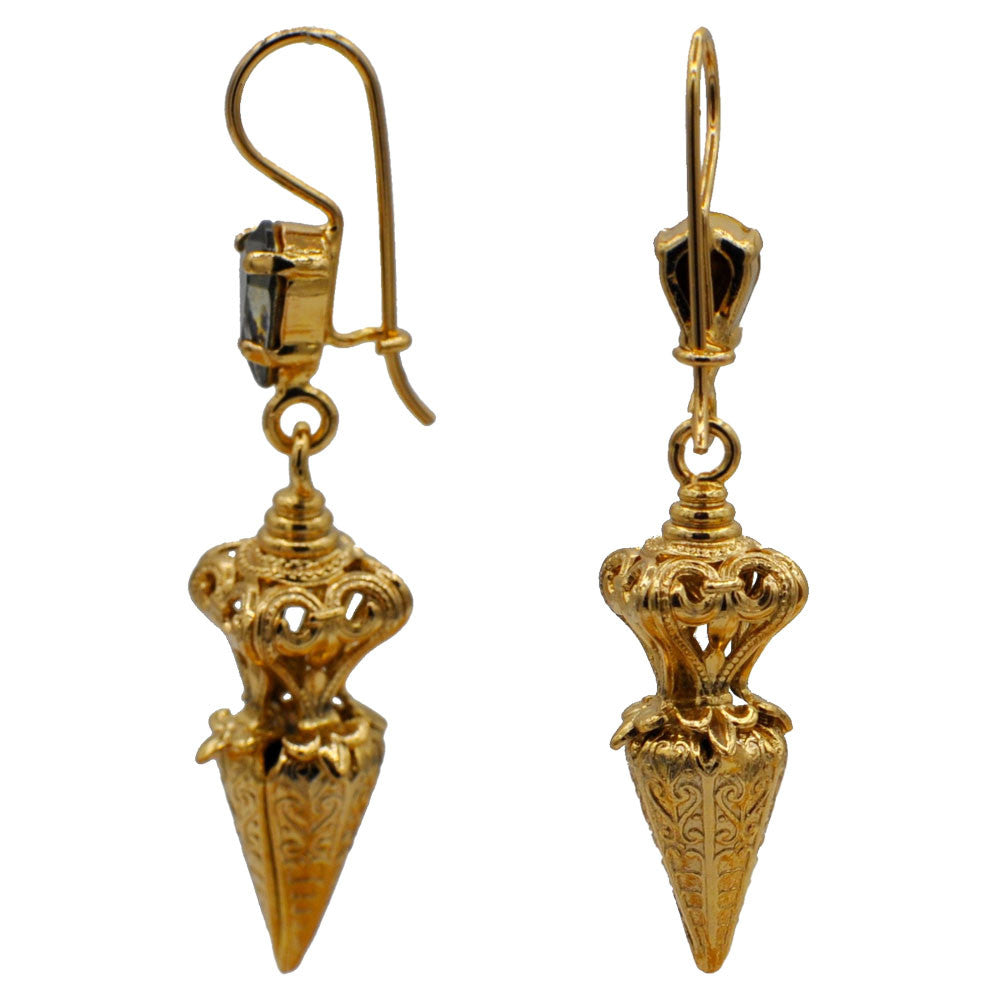 QUARTZ SEMI PRECIOUS STONE EARRINGS 14 CARAT VENITIAN ROSE GOLD EARRINGS - MY LITTLE VENDOME