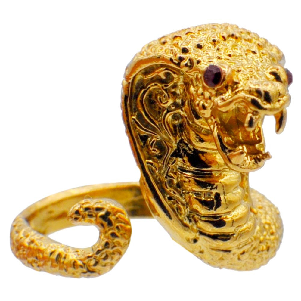 14 CARAT GOLD SNAKE RING SEMI-PRECIOUS STONE RING GOLD RING MEN'S RING WOMEN'S RING ADJUSTABLE RING - MY LITTLE VENDOME