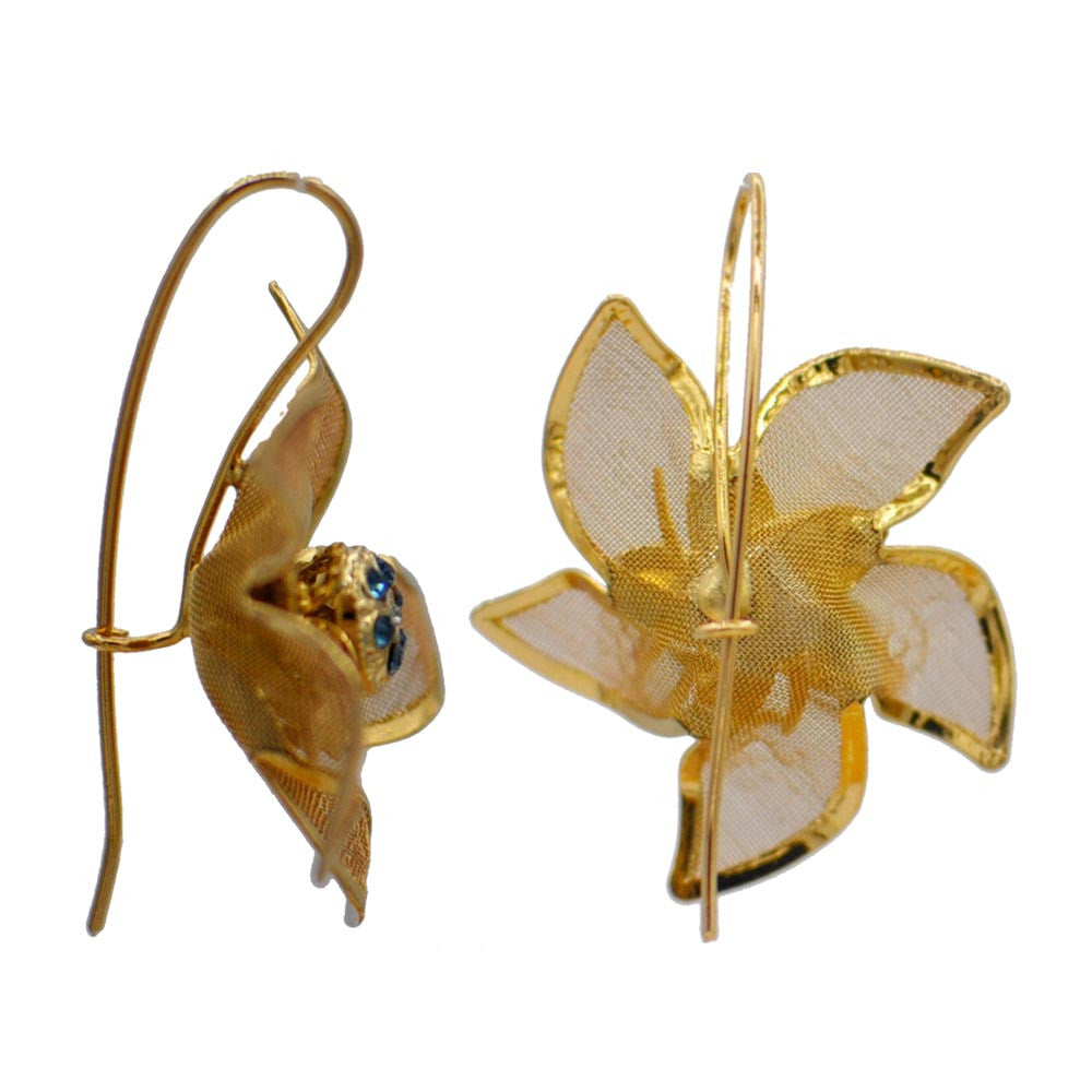QUARTZ & FLOWER EARRINGS, 14 CARAT VENETIAN ROSE GOLD & SEMI PRECIOUS STONE EARRINGS - MY LITTLE VENDOME