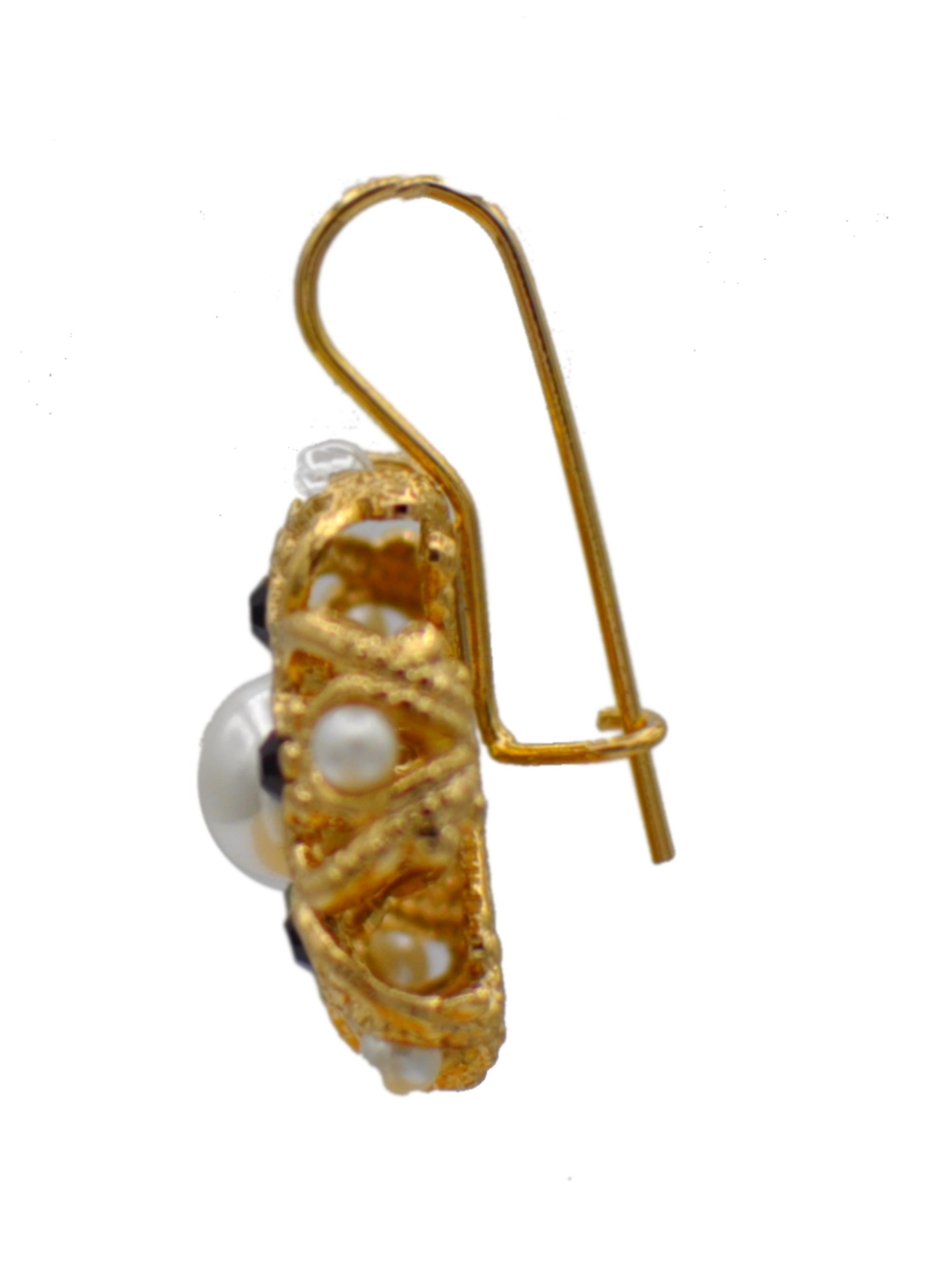 PEARL & FLOWER EARRINGS 14 CARAT VENETIAN ROSE GOLD, SEMI-PRECIOUS STONE & QUARTZ - MY LITTLE VENDOME