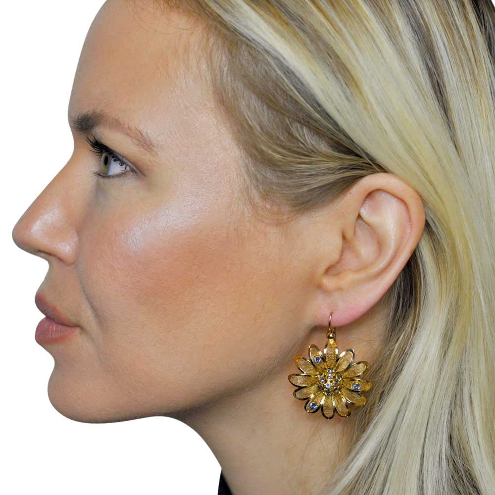 QUARTZ & FLOWER 14 CARAT VENITIAN ROSE GOLD & SEMI-PRECIOUS STONE EARRINGS - MY LITTLE VENDOME