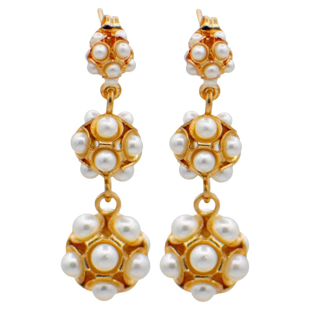 POMPOM & PEARL EARRINGS VENITIAN 14 CARAT ROSE GOLD, POMPOM - MY LITTLE VENDOME