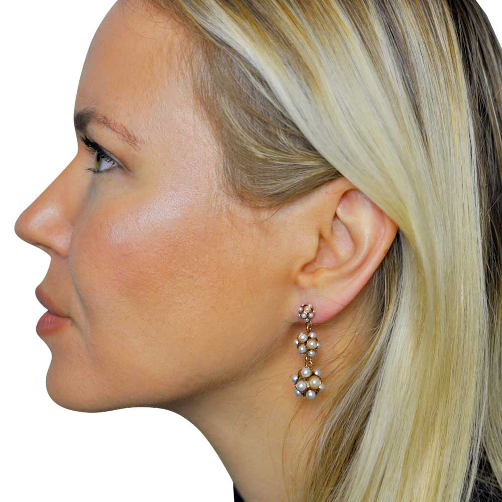 POMPOM & PEARL EARRINGS VENITIAN 14 CARAT ROSE GOLD, POMPOM - MY LITTLE VENDOME