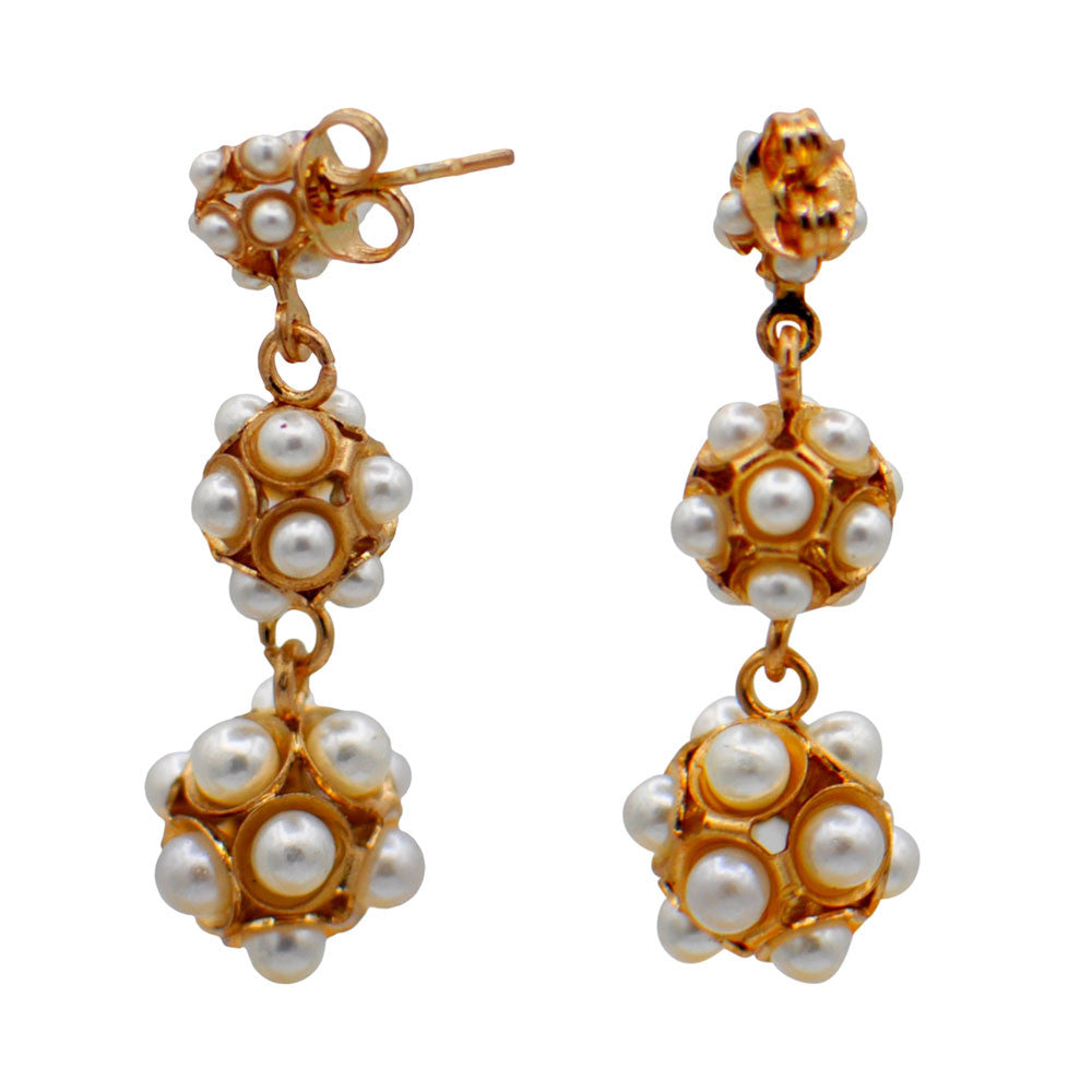 POMPOM & PEARL EARRINGS VENITIAN 14 CARAT ROSE GOLD, POMPOM - MY LITTLE VENDOME