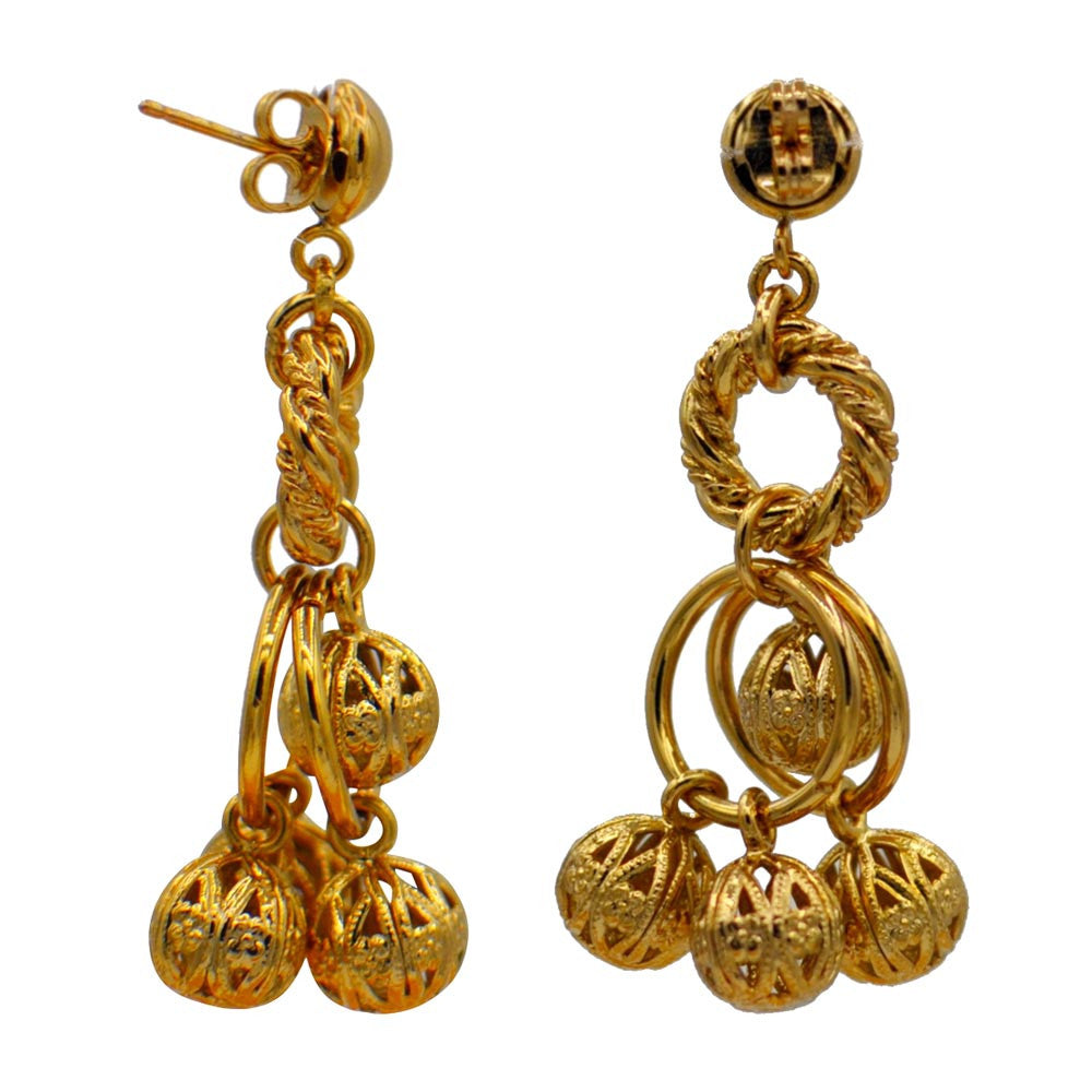 POMPOM EARRINGS, ART DECO EARRINGS, 14 CARAT VENETIAN ROSE GOLD EARRINGS, POMPOM - MY LITTLE VENDOME