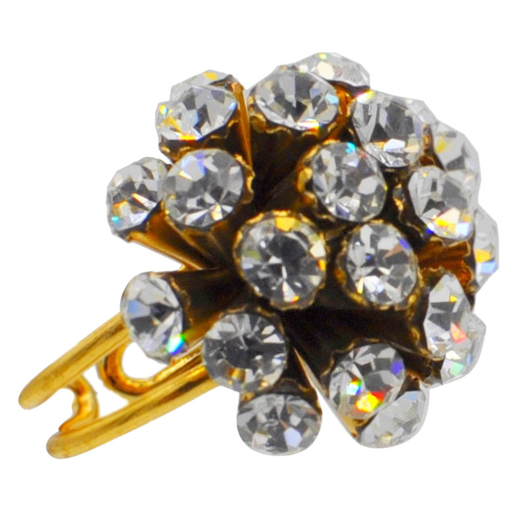 GOLD & QUARTZ RING SEMI-PRECIOUS STONE RING WOMEN'S RING 14 CARAT GOLD VENITIAN JEWEL FLOWER ADJUSTABLE RING - MY LITTLE VENDOME